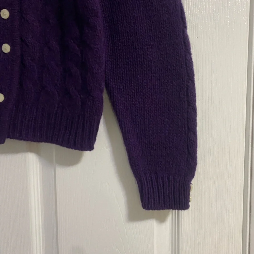 Robert Scott Vintage Wool Flower Button Double Breasted Purple Sweater - Picture 6 of 10